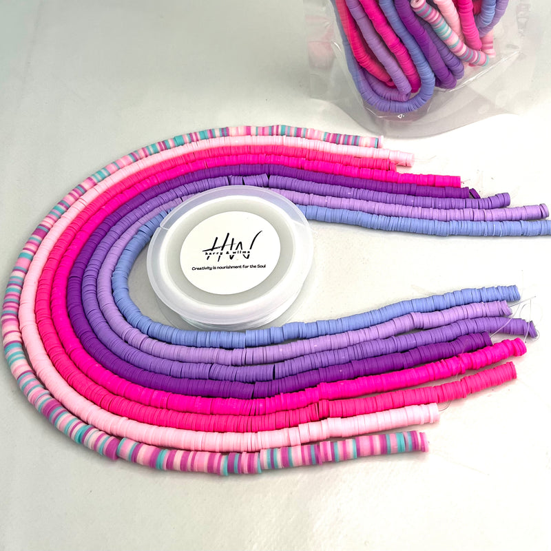 Clay Heishi Beads 8 Strands Plus Stretch Thread - Unicorn