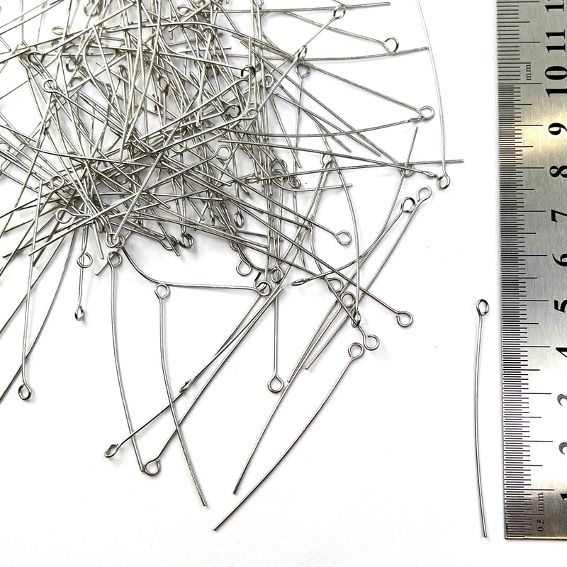 Eye Pins Silver 50mm 200pcs - Stainless Steel