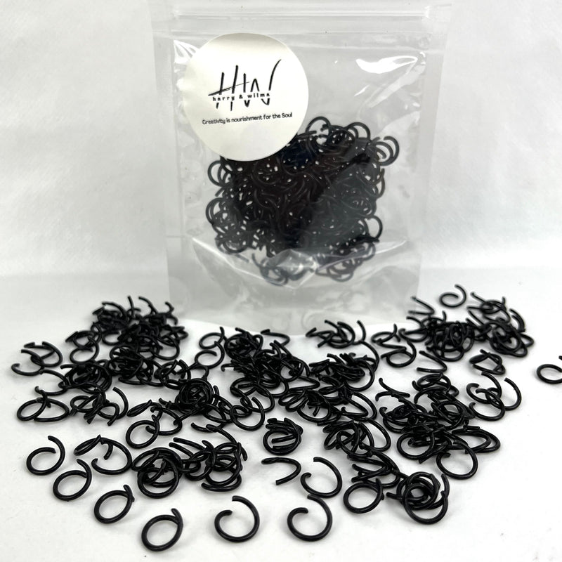 Jump Rings 10mm Open Black 52g - 0ver 200pcs (Stainless Steel)