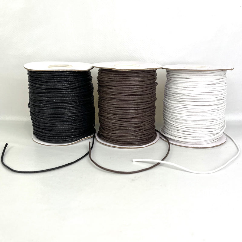 Waxed Cotton Cord 1.5mm Black 100yd Roll