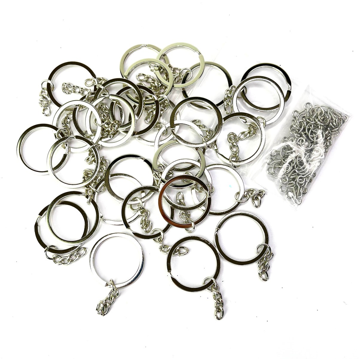 Keyring Set Silver Keyring (20pc), 8mm Jump rings (40pc) Mini screws ...