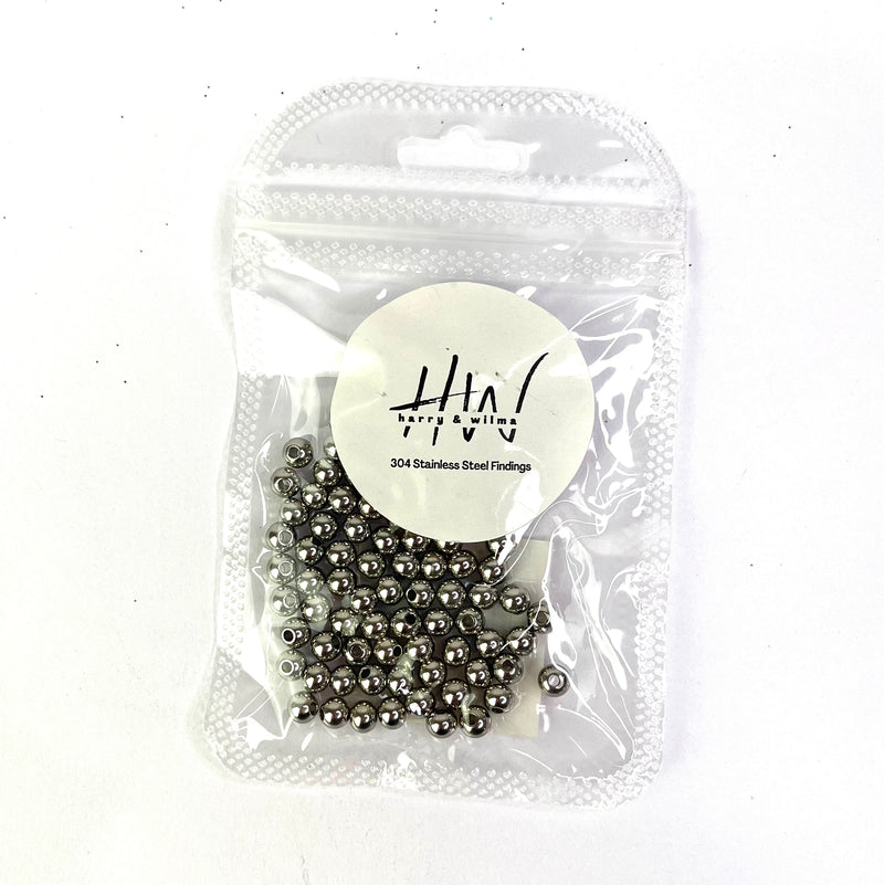 Round Spacers Silver 5mm 100pcs - Stainless Steel
