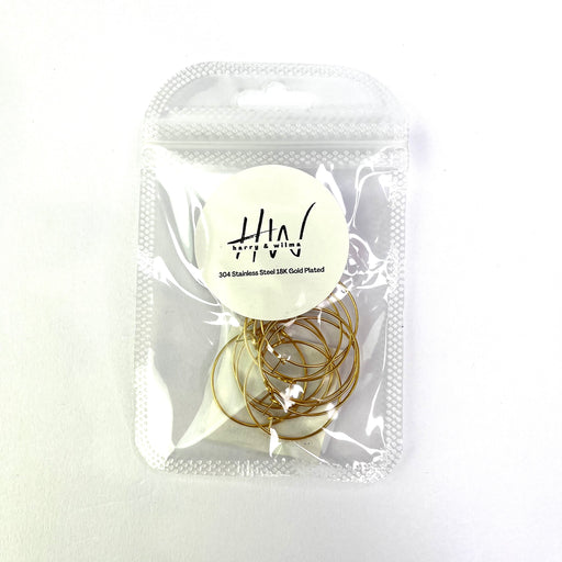 Earing Hoops Gold 18K 10pcs - Stainless Steel