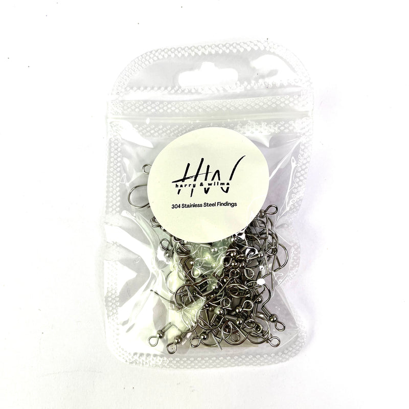 Earring Hooks Silver 80pcs (Fish Hook Type) - Stainless Steel