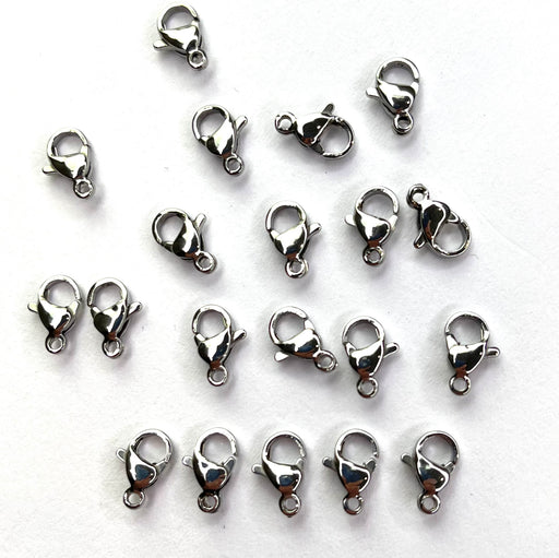 Lobster Clasps Silver 10mm 20pcs Stainless Steel