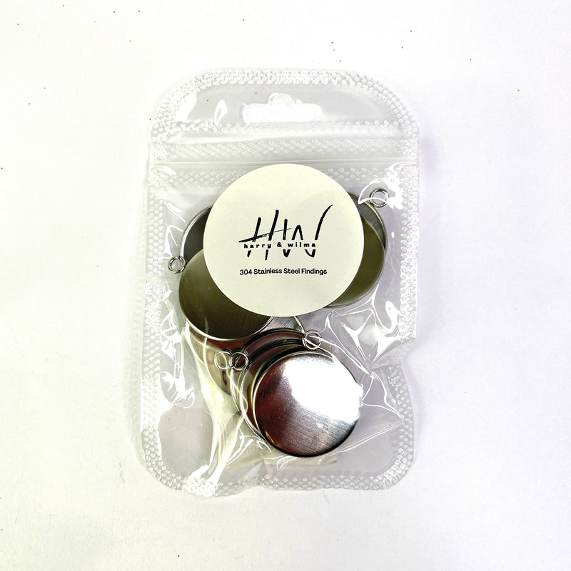 Cabochons Silver 25mm 10pcs - Stainless Steel