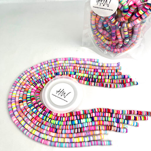 Clay Heishi Beads 8 Strands Plus Stretch Thread - Lollipop
