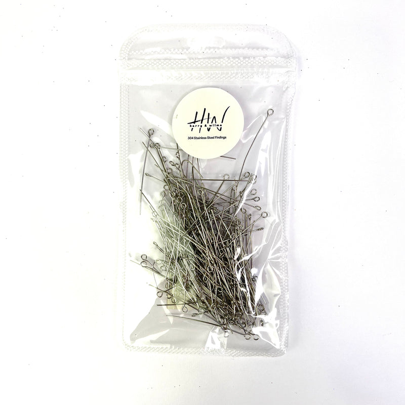 Eye Pins Silver 50mm 200pcs - Stainless Steel
