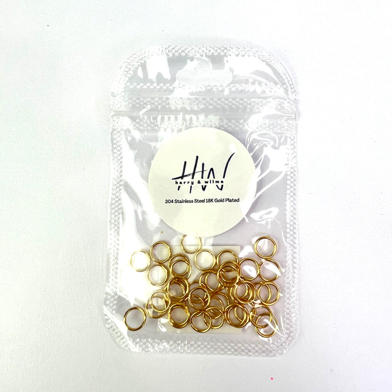 Jump Rings 8mm Gold 18K 40pcs - Stainless Steel