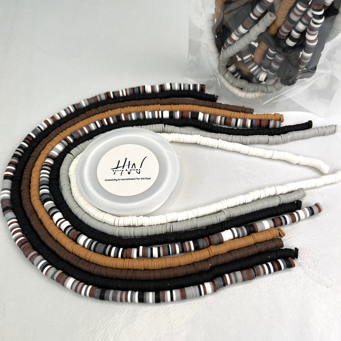 Clay Heishi Beads 8 Strands Plus Stretch Thread - Earth