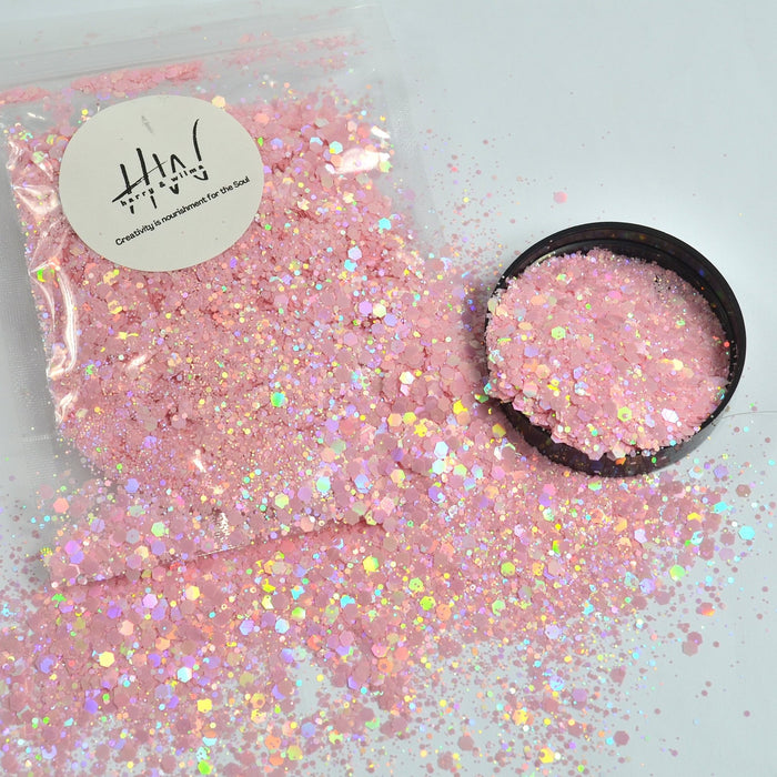 Matte Pastel Glitter Holographic Baby Pink 25g - Harry & Wilma