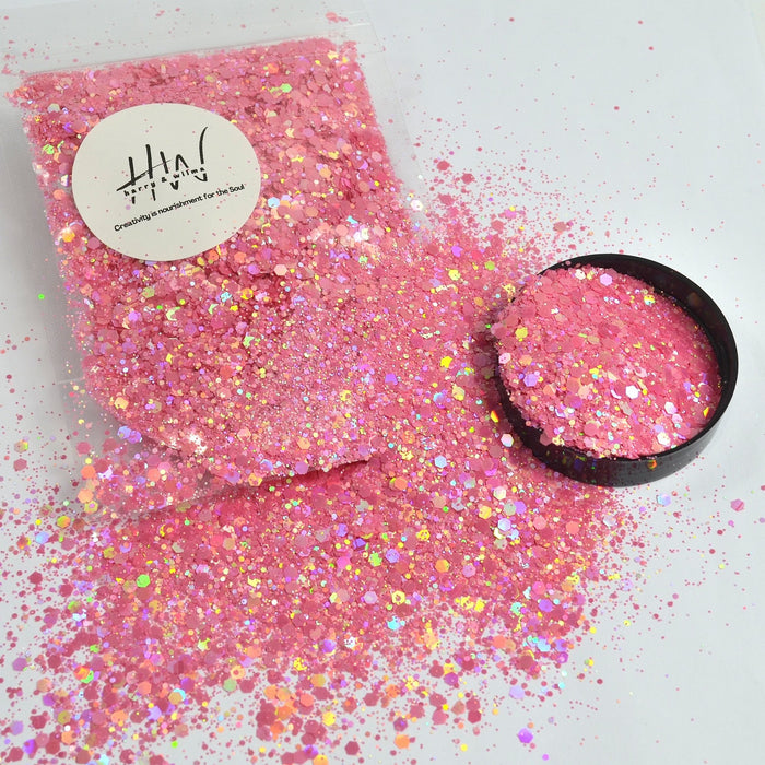 Matte Pastel Glitter Holographic Rose Pink 25g - Harry & Wilma
