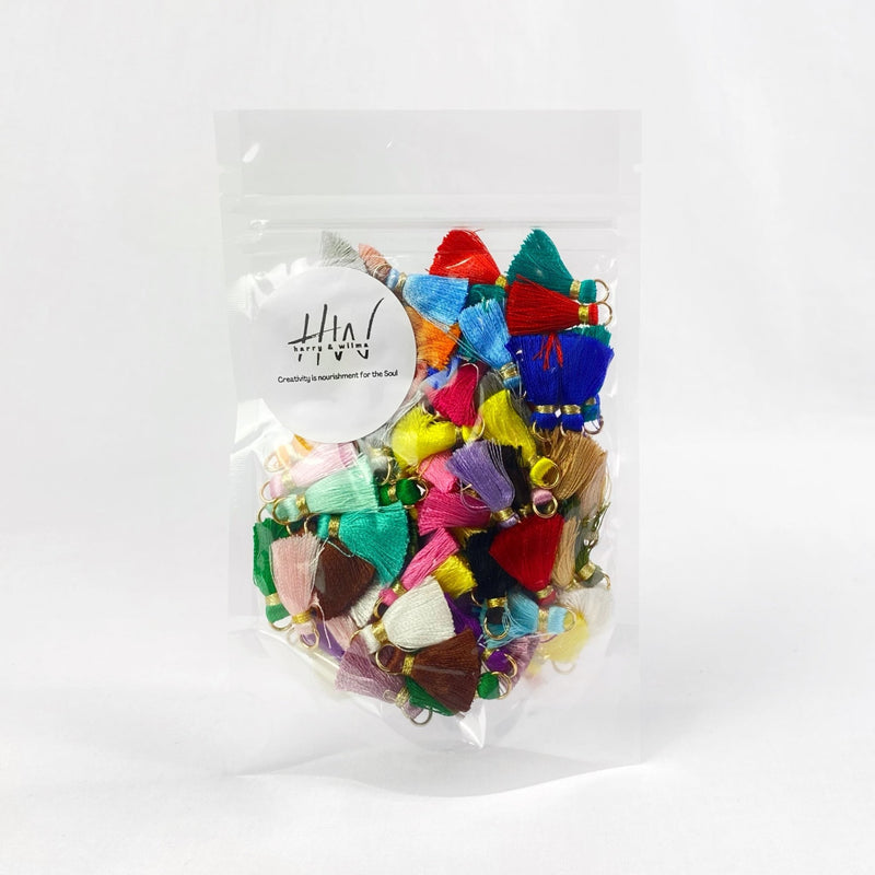 Mini Tassels Assorted Colours 90pc - Harry & Wilma