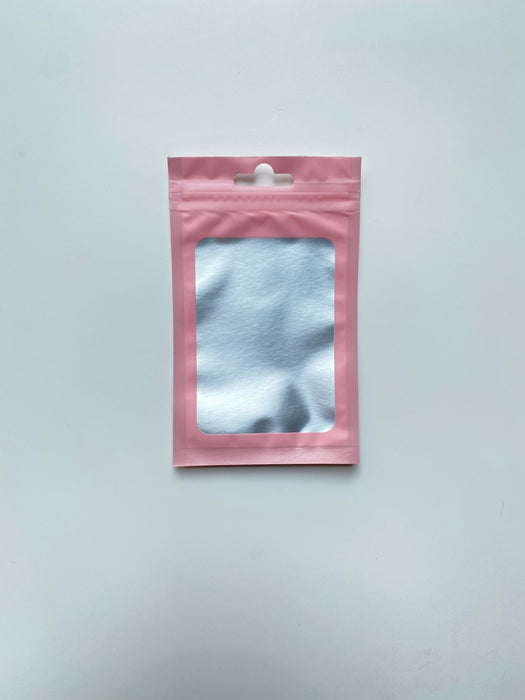 Pastel Pink Mylar Bag - Transparent Face (100pcs) (10*18cm) - Harry & Wilma