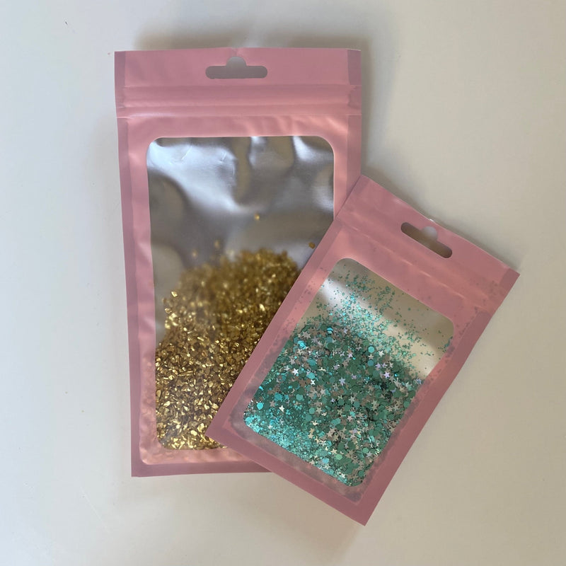 Pastel Pink Mylar Bag - Transparent Face (100pcs) (8*13cm) - Harry & Wilma