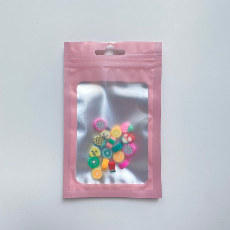 Pastel Pink Mylar Bag - Transparent Face (100pcs) (8*13cm) - Harry & Wilma