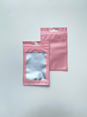Pastel Pink Mylar Bag - Transparent Face (100pcs) (8*13cm) - Harry & Wilma