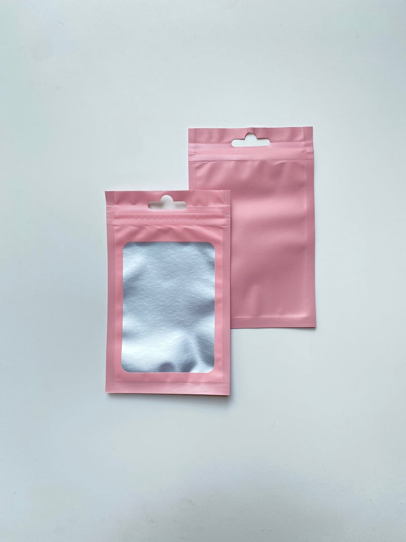 Pastel Pink Mylar Bag - Transparent Face (100pcs) (8*13cm) - Harry & Wilma