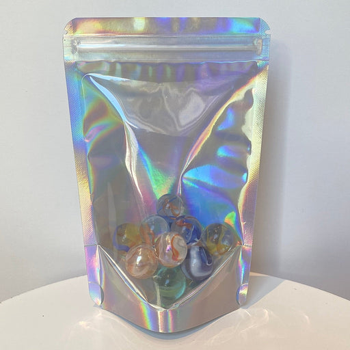 Rainbow Holographic Foil Pouch Bag - Transparent Face (100pcs) (12*20cm)