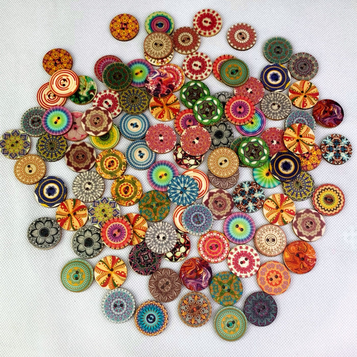 Round Buttons Patterned 100pc approximately. - Harry & Wilma