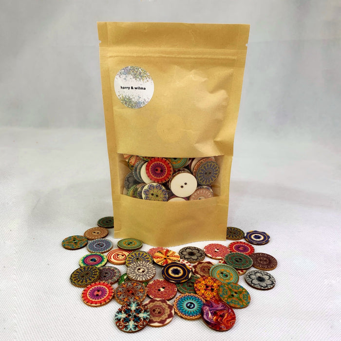 Round Buttons Patterned 100pc approximately. - Harry & Wilma