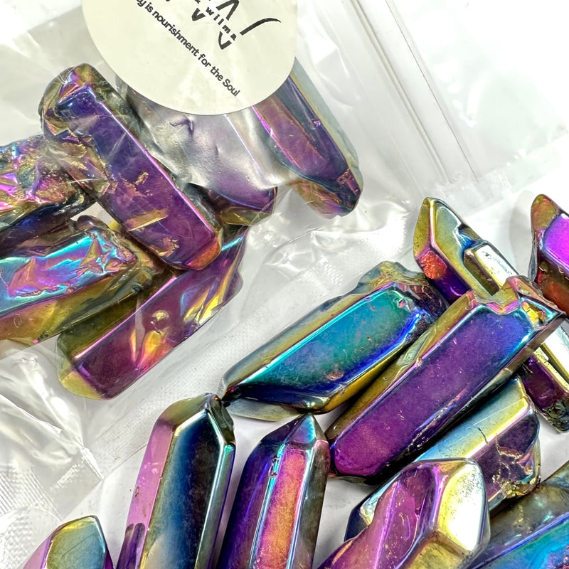Semi Precious Crystal Points 100gms - Black Rainbow - Harry & Wilma