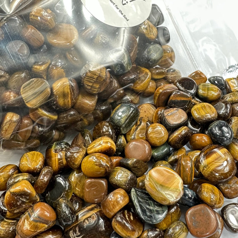 Semi Precious Stone Mix 250g - tiger eye - round - Harry & Wilma