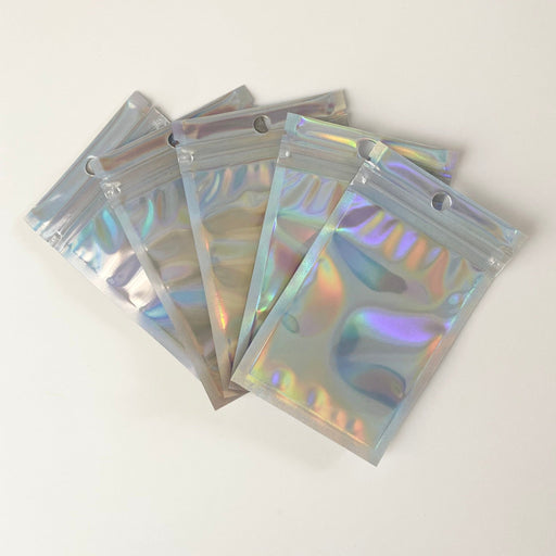 Silver Foil Holographic Bag - Transparent Face (100pcs) (8*13cm)