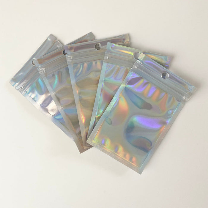 Silver Foil Holographic Bag - Transparent Face (100pcs) (8*13cm) - Harry & Wilma