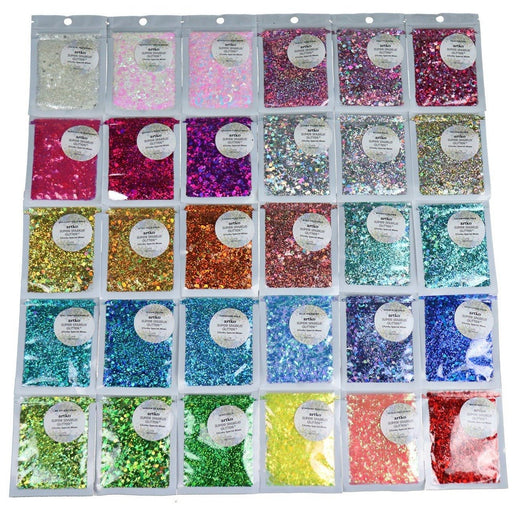 Super Sparkle Chunky 300g Glitter Set 30pc 10grams per bag no