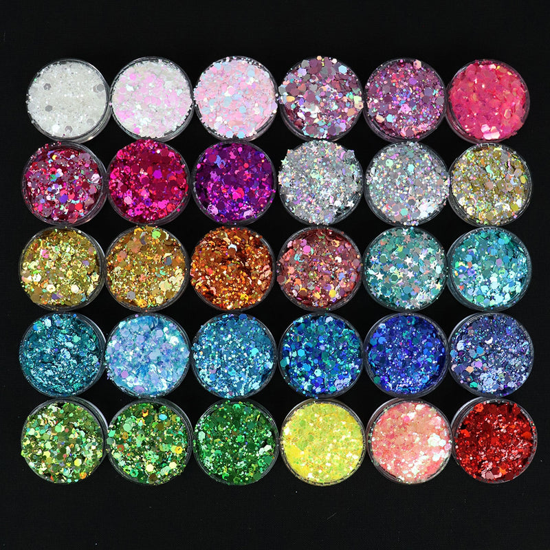 Super Sparkle Chunky 300g Glitter Set 30pc 10grams per bag - Harry & Wilma