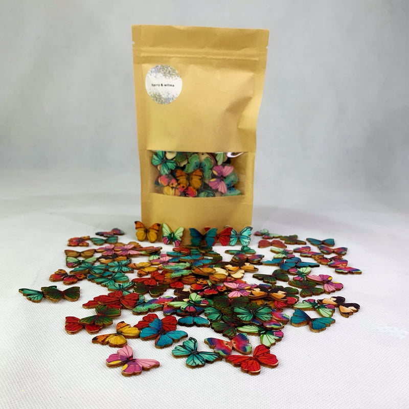Wooden Butterfly Buttons 100pc - Harry & Wilma