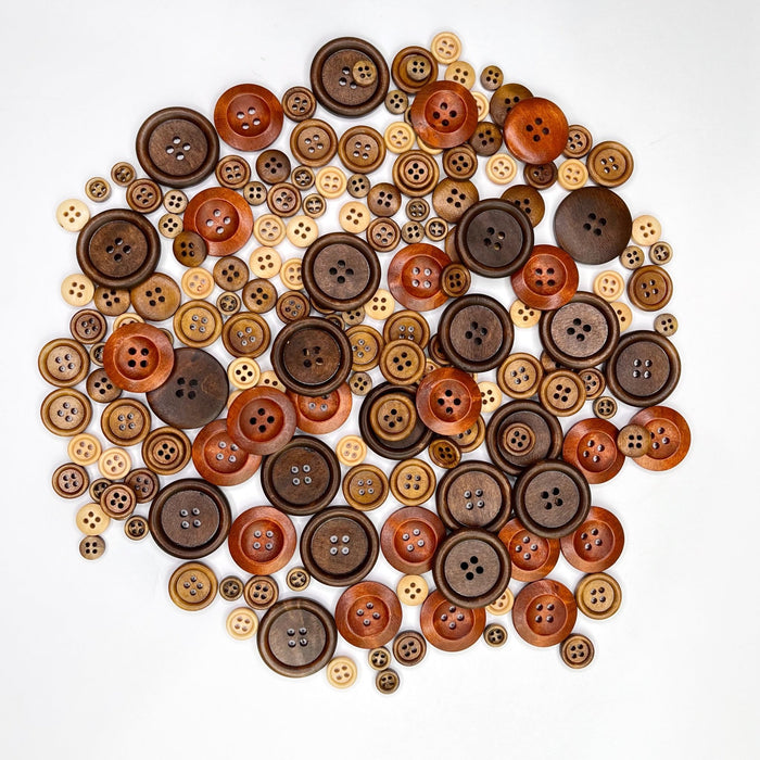 Wooden Buttons Earth Tones 190pc - Harry & Wilma