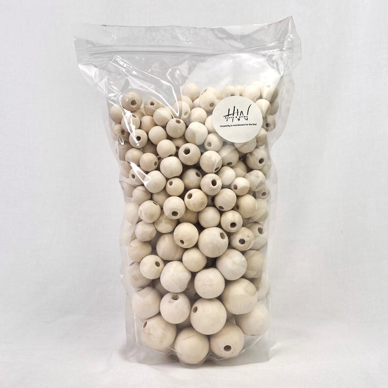 Wooden Natural Round Beads For Macrame & DIY Approx 500pc - Harry & Wilma